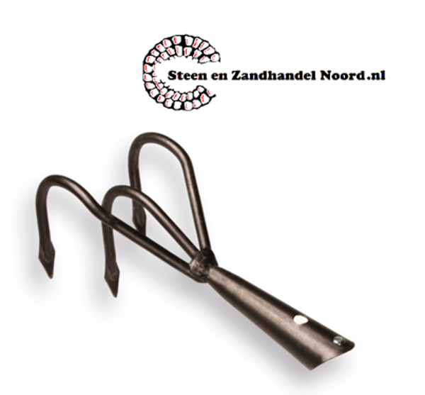 Krabber Profi 3 tands met lanspunt, ONYX getrommelde uitvoering, zonder steel