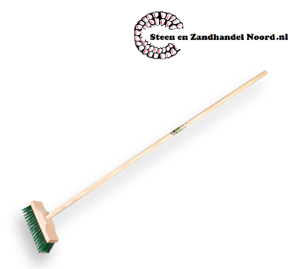Onkruidbezem 25 cm, groene PPN met verzinkt staaldraad, FSC 100%, met steel 150x2,8 cm