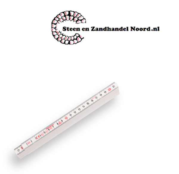 Duimstok 2 meter, glasfiber, wit