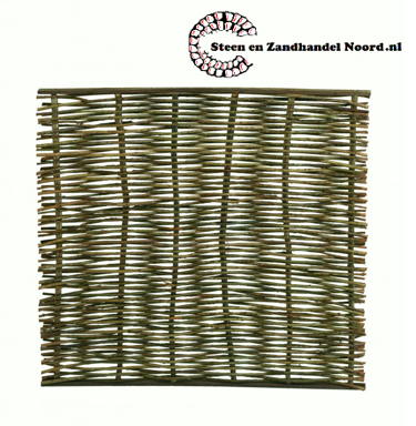 Wilgentenenscherm grof, boven- en onderkant voorzien van latten, 180 x 180 cm.