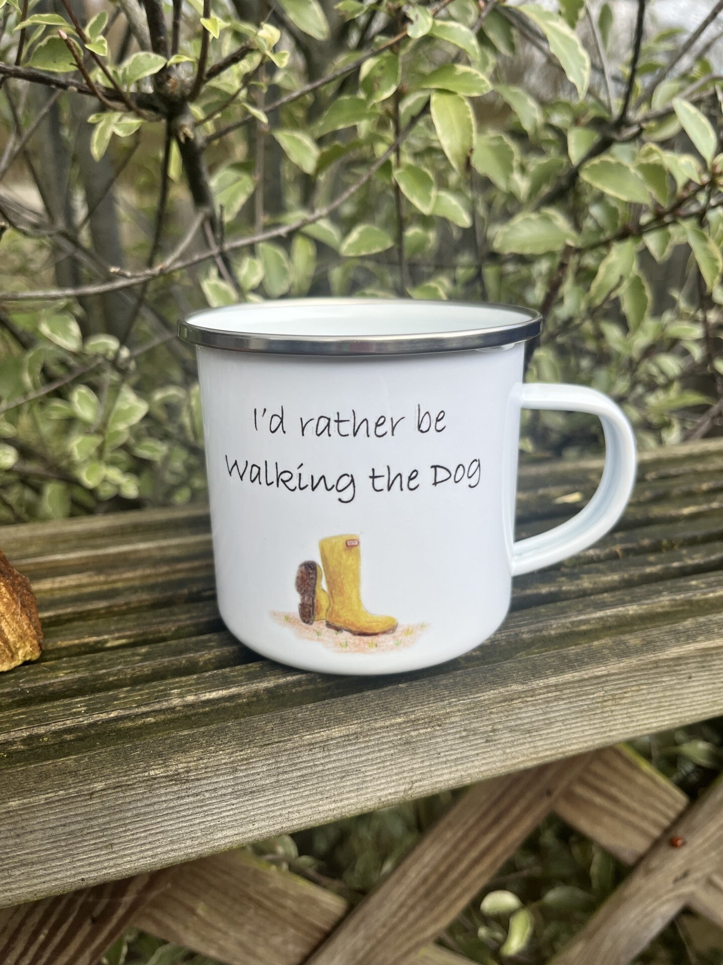 Dog Walking Enamel Mug