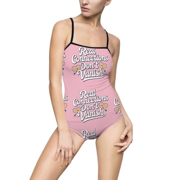 Real Connections Don’t Vanish”-Women's One-piece Swimsuit (AOP)