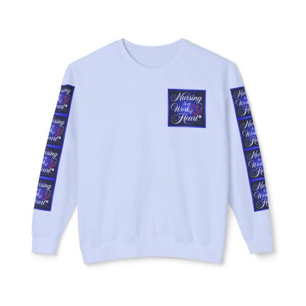 Show your love and dedication to the incredible work you do with our "Nursing is a Work of Heart" sweatshirt. Unisex Lightweight Crewneck Sweatshirt.