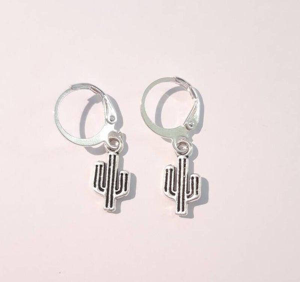 Cactus Earrings Silver