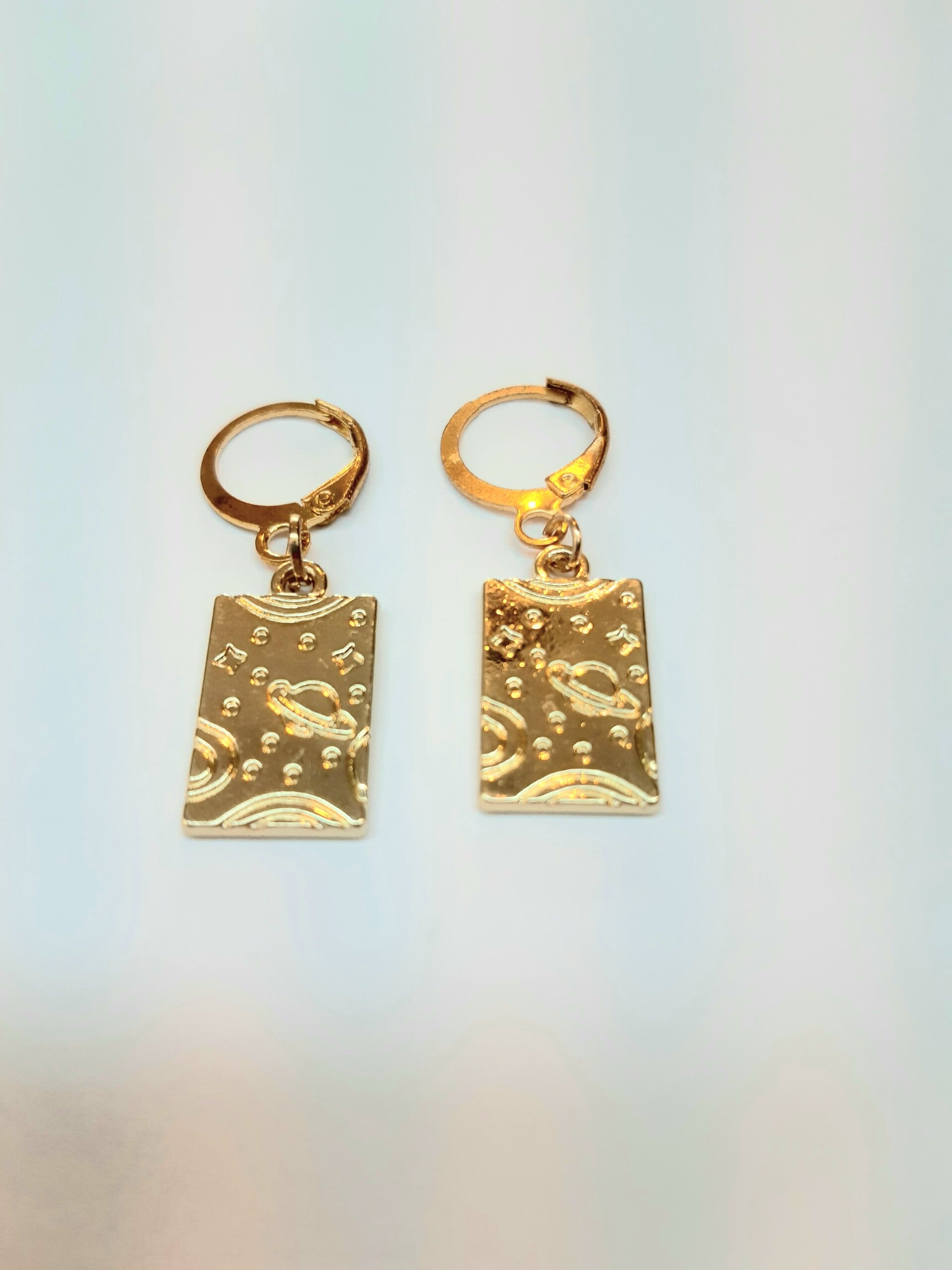 Space Tag Earrings Gold
