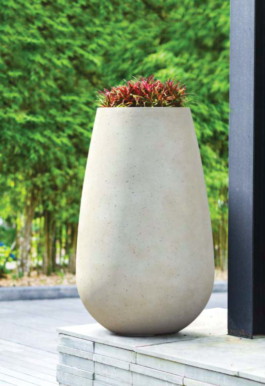 Hoge fiberstone terraspot voor binnen en buiten Antique White kleur