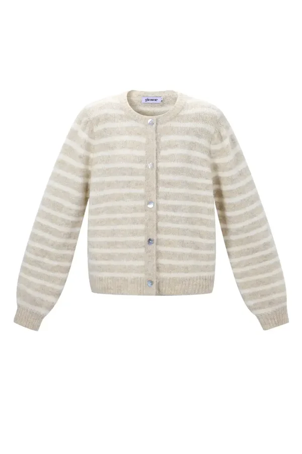 Gebreid vest met beige strepen