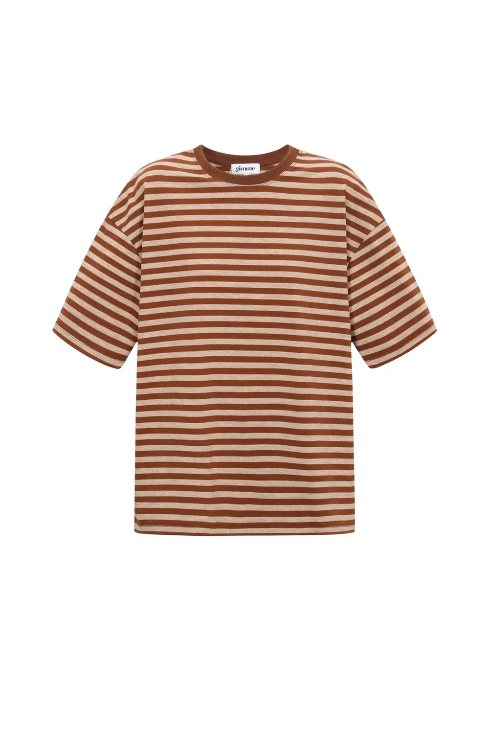 Gestreept T shirt bruin