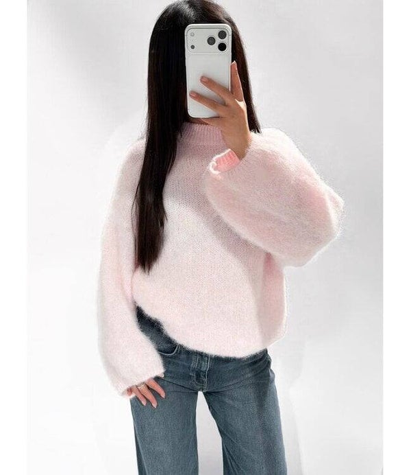 Zachte Oversized Fluffy Trui – Lichtroze