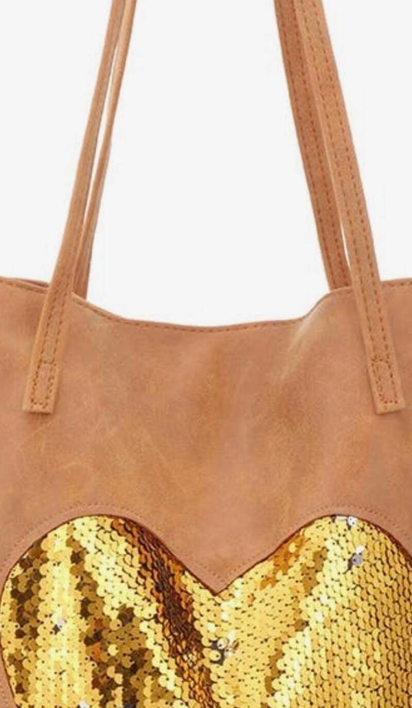 Sydänpaljettinen Shopper-laukku