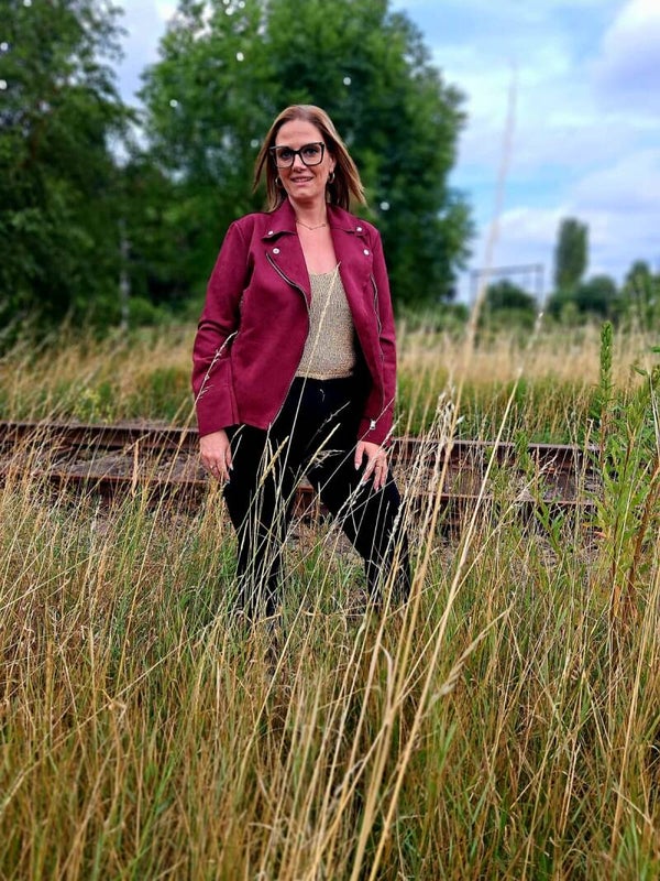 Perfecto suède jas (Bordeaux of Roze)