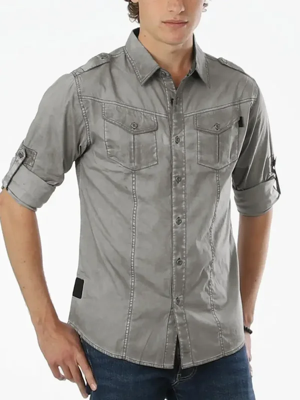 Grijs / Groen overhemd