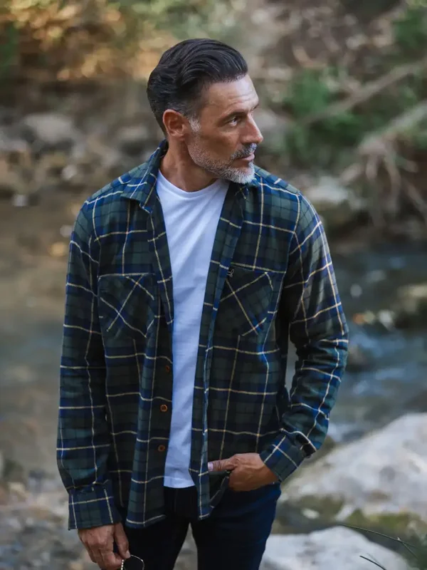 Groen Geel Flanellen Overhemd