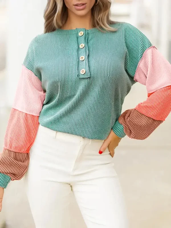 Geribbelde kleurentrui 💚🤍