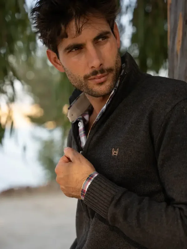 Marinegrijs jack met ritssluiting