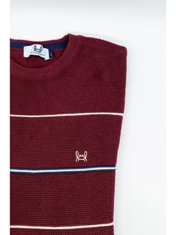 Gestreepte Bordeauxrode Trui