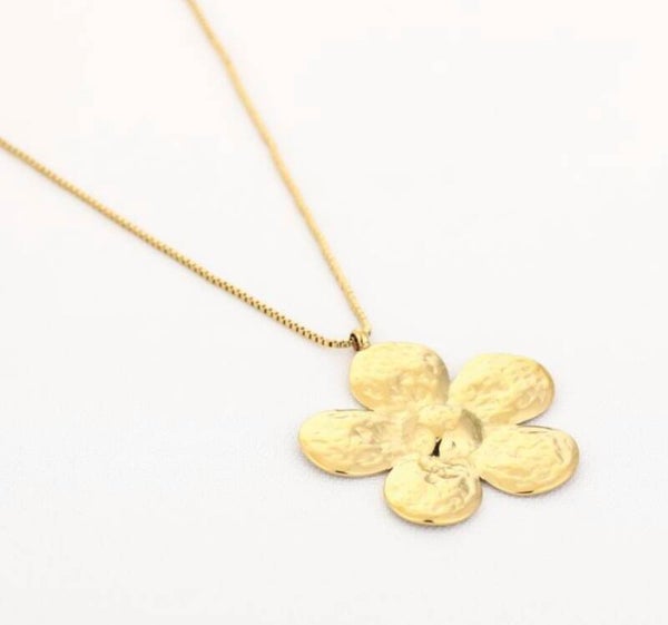 Necklace XL flower gold