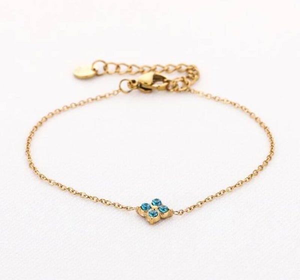 Bracelet lucky blue clover gold