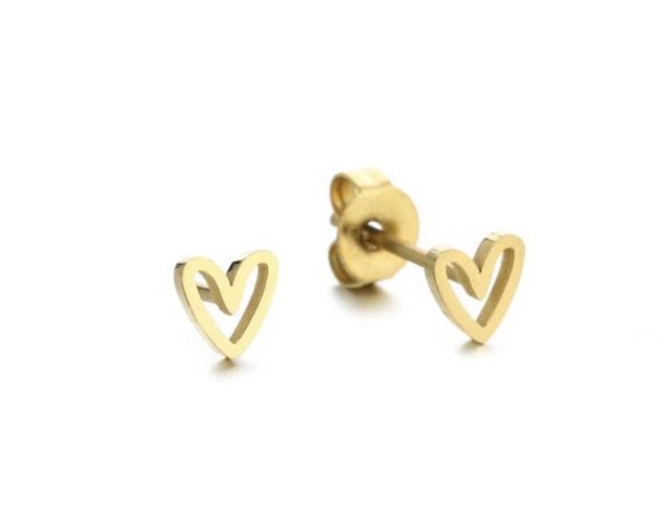 Tiny Heart Earrings Gold