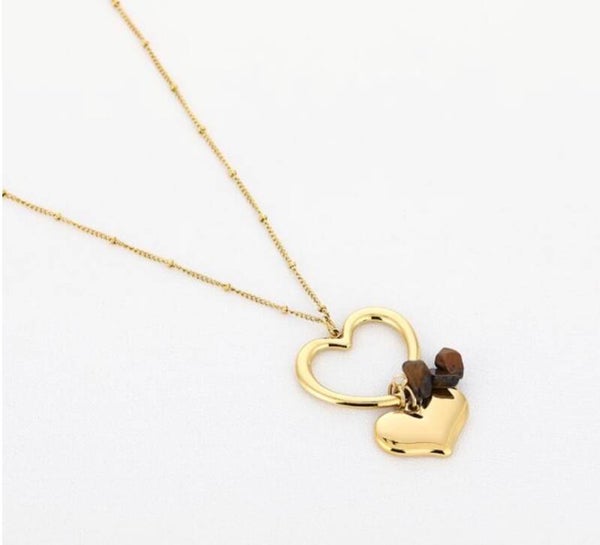 Necklace double heart Xl gold