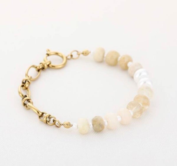 Beige stone Bracelet Gold