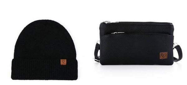 Beanie&Shoulder Bag Black