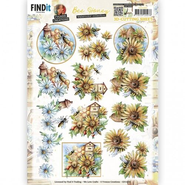 3D Cutting Sheet Yvonne Creations Bee Honey Hive