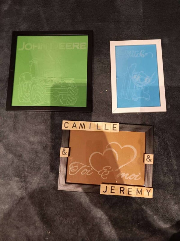 Cadre en verre & Verre gravé