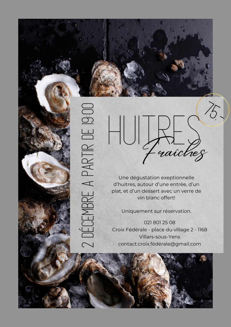 Menu d'huitres
