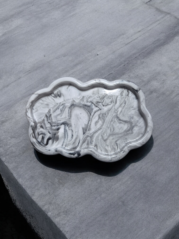Grey marble candle tray