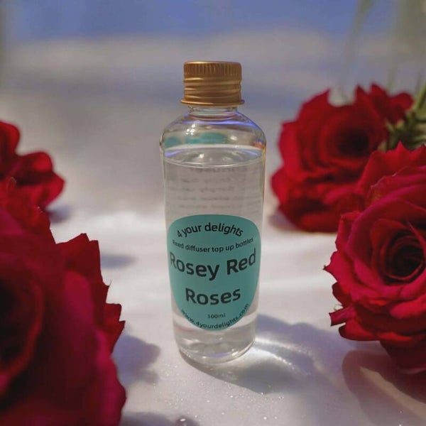 Rosey red roses reed top up bottle