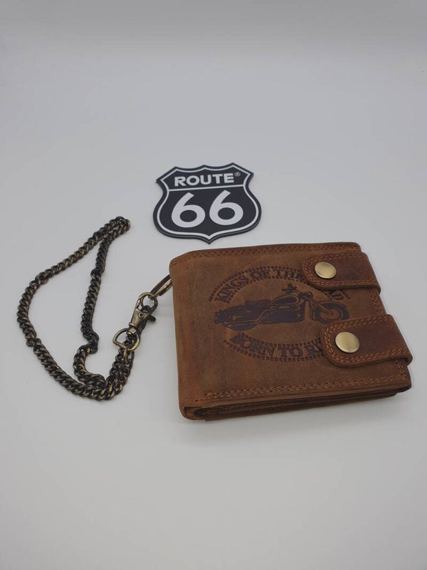 Lederen beurs/ketting / Leather wallet/chain king
