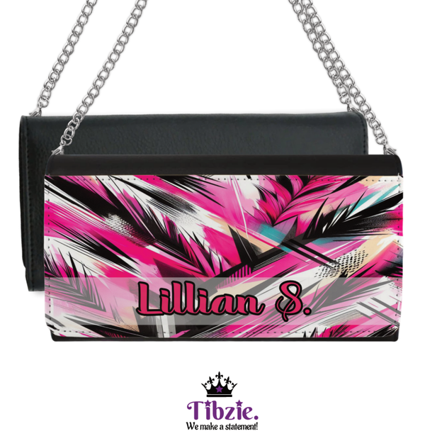 Brush Stroke Print Leather Purse