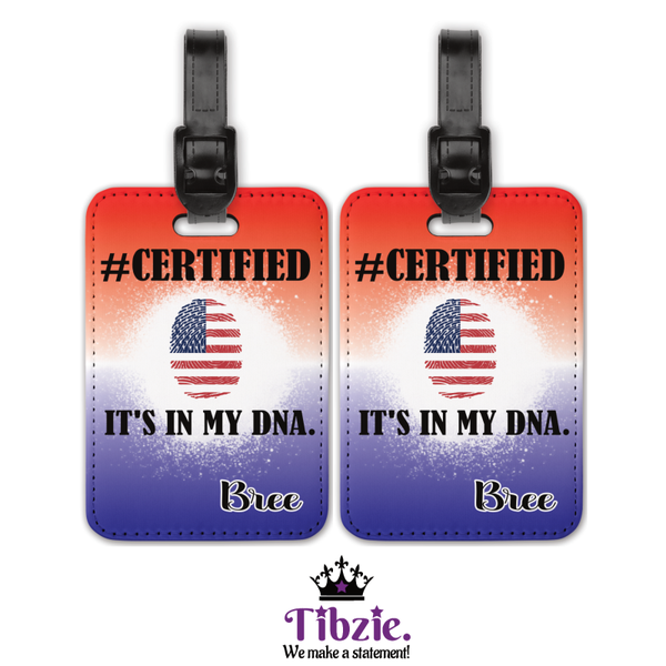 Certified America Luggage Tags Cover w/Name