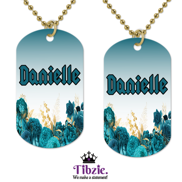 Floral Print Dog Tag Necklace