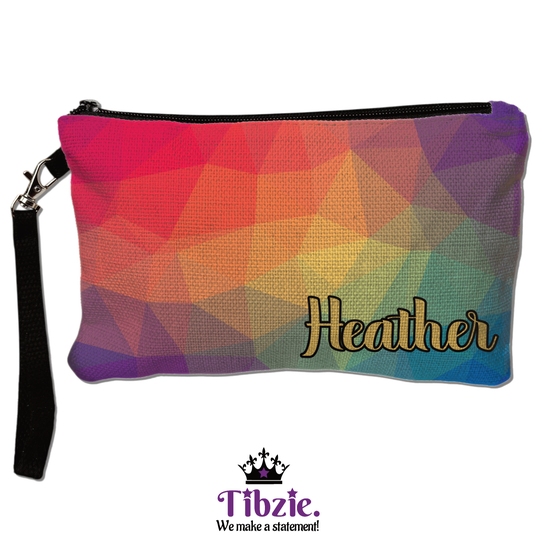 Geometric Print Linen Pouch