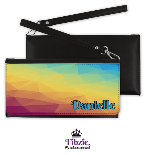 Geometric Print Leather Purse