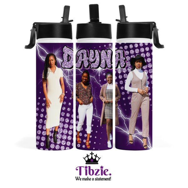 Lightning Glitter Style Photo Water Bottle (22 oz)