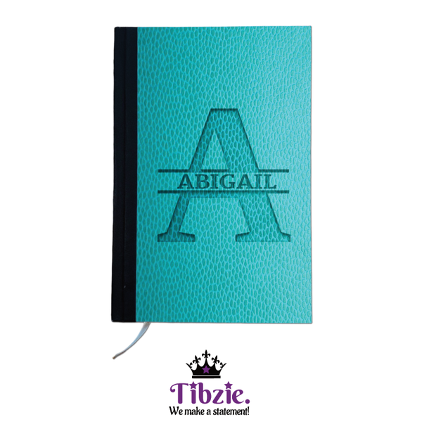 Carved Leather Print Name Monogram Fabric Journal