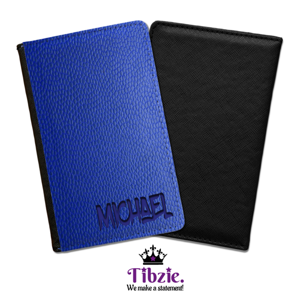 Carved Leather Print Name Passport Holder