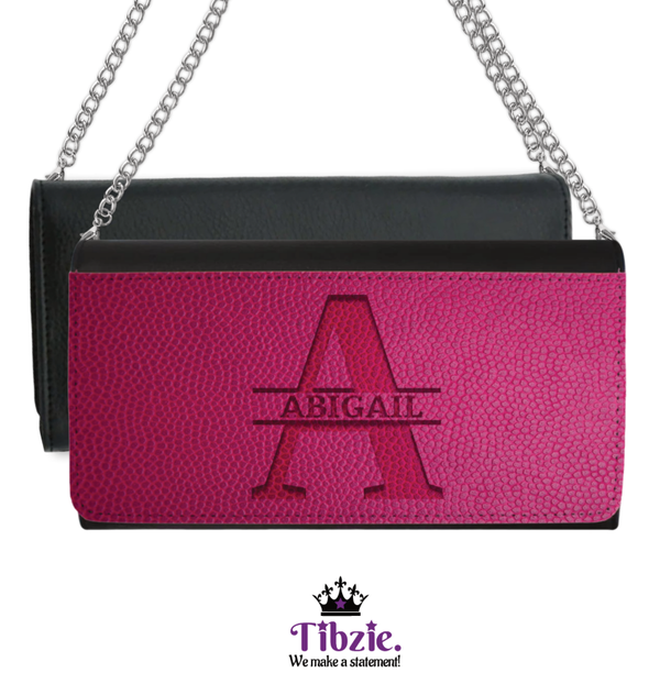 Carved Leather Print Name Monogram Leather Purse