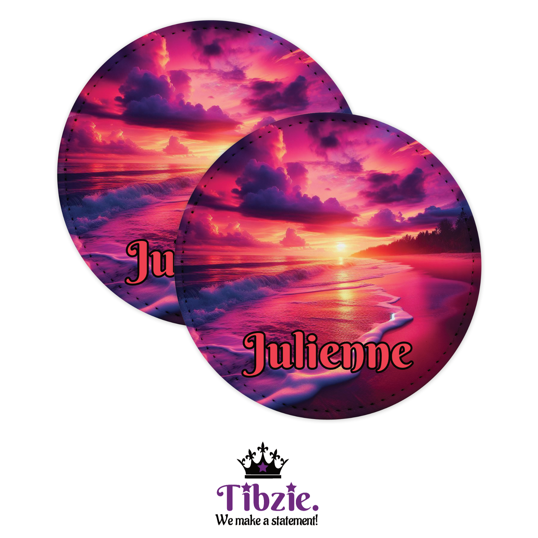 Pink Sunset Scene Coasters