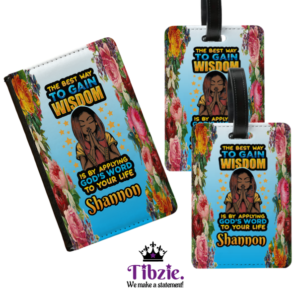 Praying Quote Inspirational Passport Cover & Luggage Tags Bundled Set