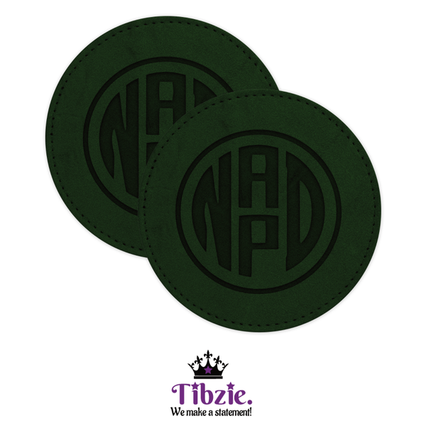 Embossed Velvet Print Initial Monogram Coasters