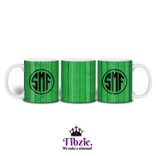 Wooden Print Initial Monogram Mug