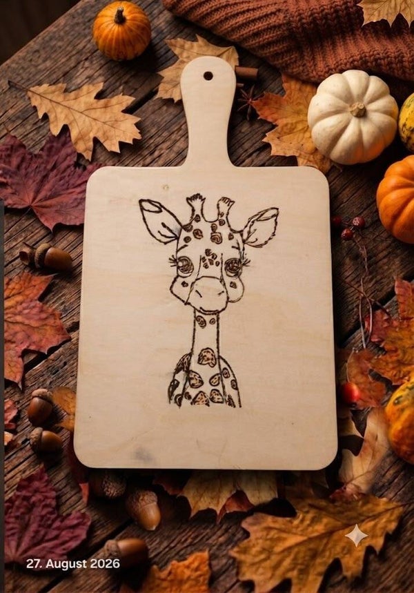 Handgebranntes Brettchen „Giraffe“ – Edition Leicht & Schlank