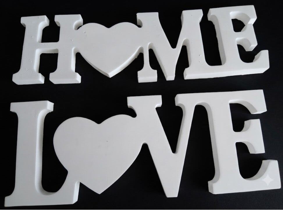 2er Set Gips-Schriftzüge „HOME & LOVE“