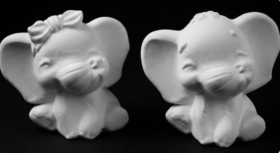 Elefanten-Figuren „Das Elefanten-Paar“ – Handgefertigte Gips-Deko