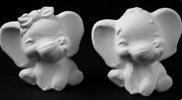 Elefanten-Figuren „Das Elefanten-Paar“ – Handgefertigte Gips-Deko