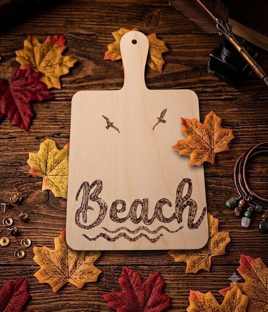 Handgemachtes Holzbrettchen „Beach“ – Edition Leicht & Schlank